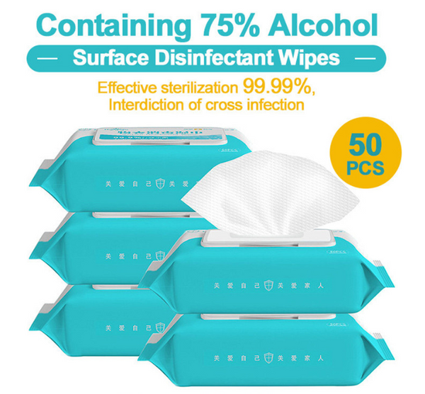 50pcs/box Disinfection Wipes Pads Alcohol Swabs Wet Wipes Skin Cleaning Care Sterilization First Aid Cleaning Tissue Box