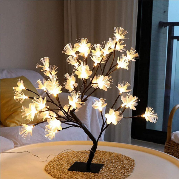 LED Table Lamp Fiber Optic Flower Tree Light Home Decoration Night Light Gift For Christmas Wedding Party EU US Plug Bonsai Lamp