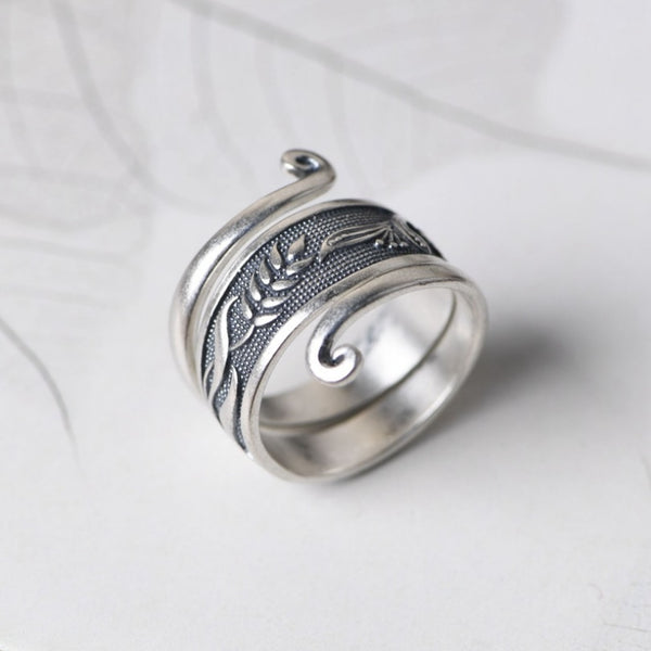 2020 new style S925 Sterling silver retro fashion open ring women female Thai silver matte carved ring Jewelry