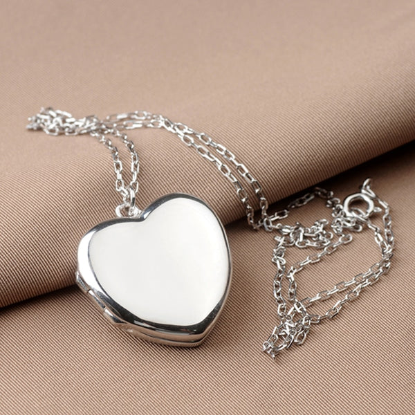 Genuine Sterling Silver 925 Heart Shape Photo Frame Locket Pendant Necklace For Women Lovers Valentine's Day Gift Free Engraving